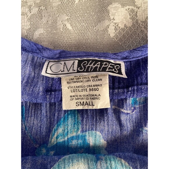 Vintage 90s Dress & Top 1990s Blue Floral Boho Whimsigoth Hippie Size Medium - Picture 6 of 7